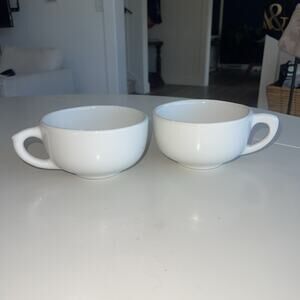 Vintage DCC USA Restaurant Ware Heavy White Cappuccino Mug Soup Cup Set of 2